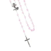 Pamiątka Pierwszej Komunii Świętej - Różaniec do Pierwszej Komunii - naszyjnik - szkło - 6 mm - miniaturka - grafika 1