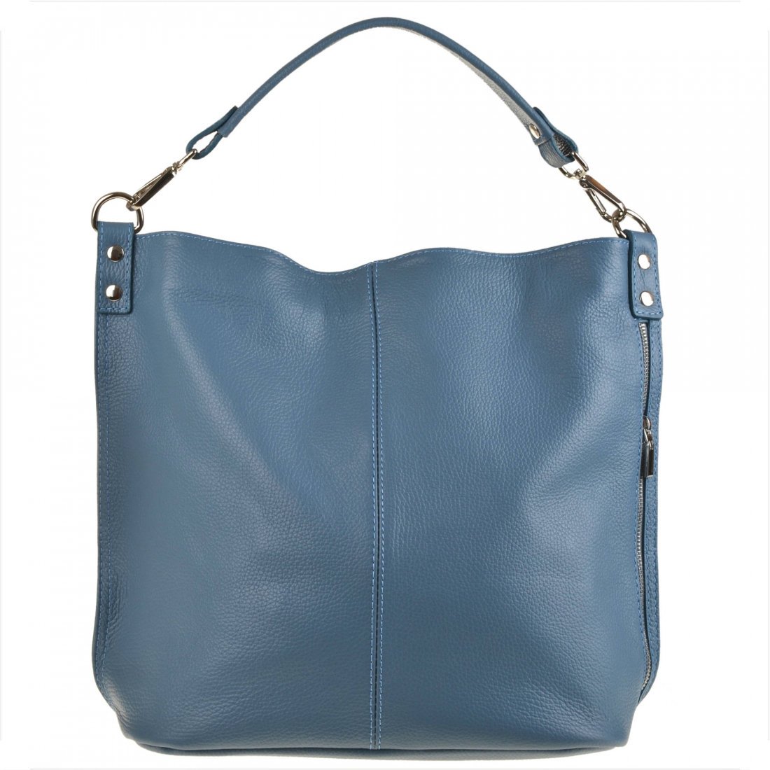 Torebka skórzana shopper niebieska dżins