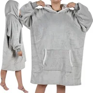 Bluzy damskie - Koc Bluza Oversize Ciepła Gruba Kocobluza Długa 2w1 XXL Futrzak z Kapturem - miniaturka - grafika 1