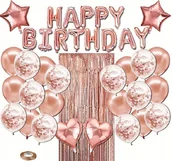 Balony i akcesoria - ZESTAW BALONÓW NA URODZINY BALONY NA 18 30 40 KURTYNA ROSE GOLD KONFETTI - miniaturka - grafika 1