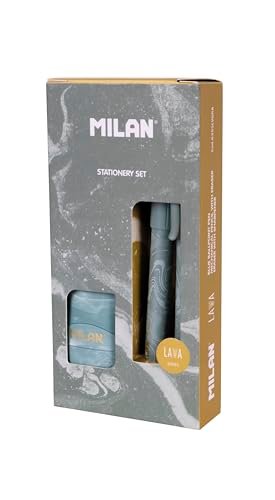 MILAN® Pudełko upominkowe z serii Lava z długopisem P1, ołówkiem mechanicznym PL1 0,5 mm HB i ostrzałką CAPSULE, zielone