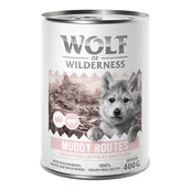 Mokra karma dla psów - Wolf of Wilderness Junior “Expedition”, 6 x 400 g - Muddy Routes - Drób z wieprzowiną - miniaturka - grafika 1