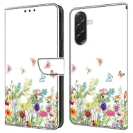 Portfele - Dla Samsung Galaxy A26 5G Skórzane etui Wzór Drukowanie Portfel Stojak Klapka Pokrowiec na telefon - kwiaty i Wielobarwny Flowers and Grass - miniaturka - grafika 1