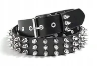 Paski - Skórzany Pasek Z Ćwiekami, Kolcami, 3 Rzędowy Punkowy Pas Hip-Hop - Ćwieki - miniaturka - grafika 1