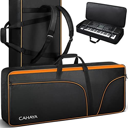 CAHAYA 61 Key Keyboard torba na klawiaturę Electric Keyboard Piano Soft Bag Portable 600D Oxford Cloth 12 mm Thick Padded Case Gig z bocznymi uchwytami i regulowanym paskiem na ramię CY0315