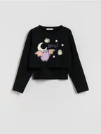 Bluzki dla dziewczynek - Reserved - Dwuwarstwowa koszulka Pusheen - czarny - miniaturka - grafika 1