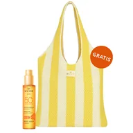 Balsamy i kremy do opalania - Nuxe Sun, brązujący olejek do opalania do twarzy i ciała, w sprayu, SPF 50, 150 ml + torba plażowa gratis - miniaturka - grafika 1