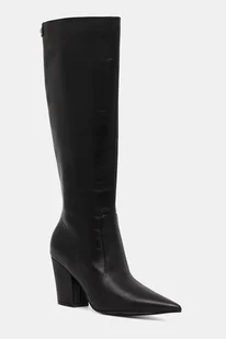 Guess kozaki skórzane NARIEL damskie kolor czarny na słupku FLFNRL LEA11 - Kozaki damskie - miniaturka - grafika 1