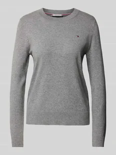 Sweter z dzianiny z wyhaftowanym logo - Swetry damskie - miniaturka - grafika 1