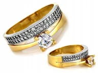 Pierścionki - Złoty pierścionek, obrączka z cyrkoniami pr 585 - miniaturka - grafika 1