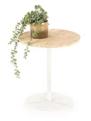 Ławy i stoliki kawowe - Stolik okrągły TRAVERSO blat kamień trawertyn, biała podstawa - miniaturka - grafika 1