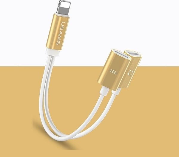 Adapter USB Usams US-SJ160 Lightning - Lightning x2 Złoty SJ1602L02