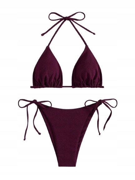 SHEIN DWUCZĘŚCIOWY STRÓJ KOSTIUM BIKINI KĄPIELOWY FIOLETOWY WIĄZANY M 1KA