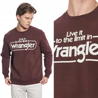 Bluzy męskie - Wrangler SEASONAL CREW Aubergine BORDOWA BLUZA Z NADRUKIEM LOGO REGULAR M - miniaturka - grafika 1