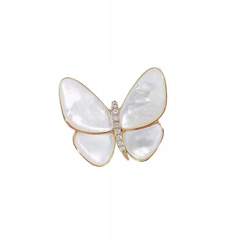 BROSZKA kolor złoty OZDOBA do ubrań MOTYLEK cyrkonie elegancka BIUŻUTERIA