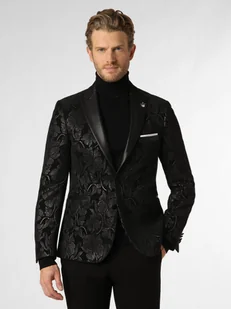 Finshley & Harding London Marynarka męska Mężczyźni Slim Fit Sztuczne włókno czarny|srebrny wzorzysty, 46 - Marynarki męskie - miniaturka - grafika 1