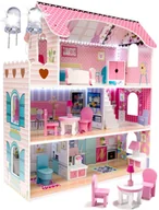 Domki dla lalek - DREWNIANY Domek dla Lalek PINK domki dla dzieci LED 70cm - miniaturka - grafika 1