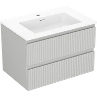 Szafki łazienkowe - Mexen Rivel szafka łazienkowa 70 cm z umywalką Otis, 2 szuflady, ryflowana , szara mat/biała mat - 91A20-07047-2-BFF62-W18M01 - miniaturka - grafika 1