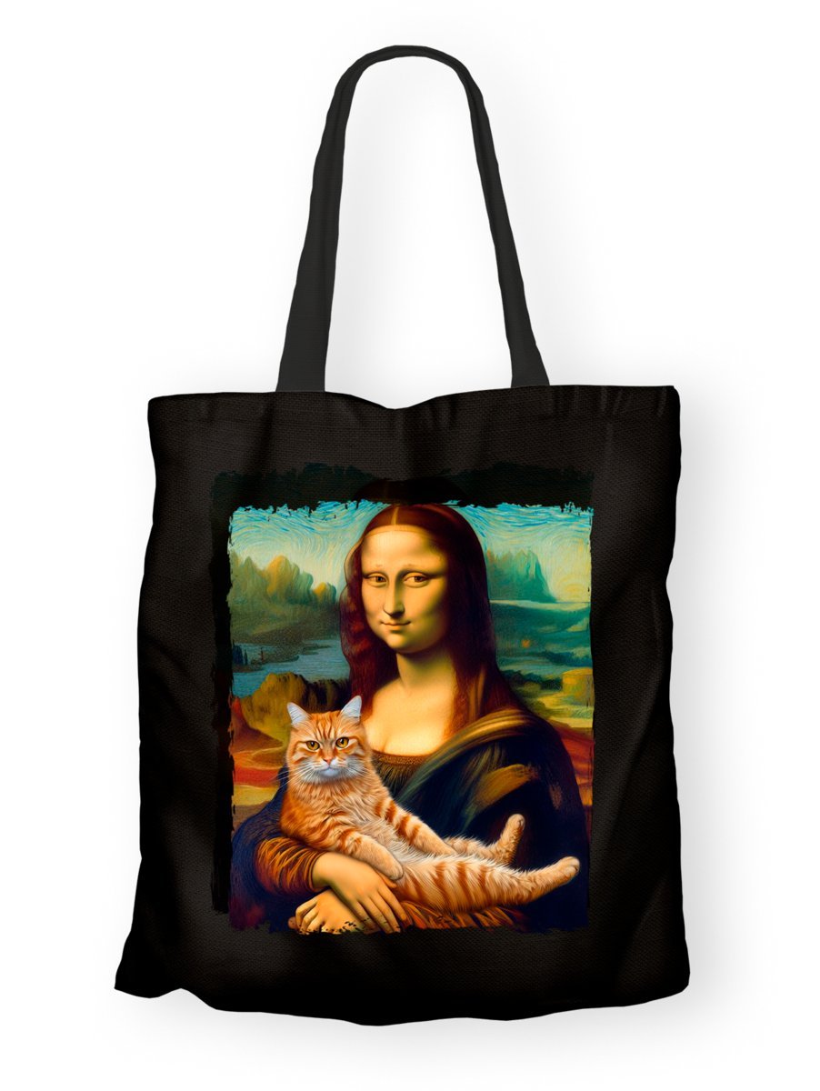 Torba bawełniana z nadrukiem Mona Lisa z kotem