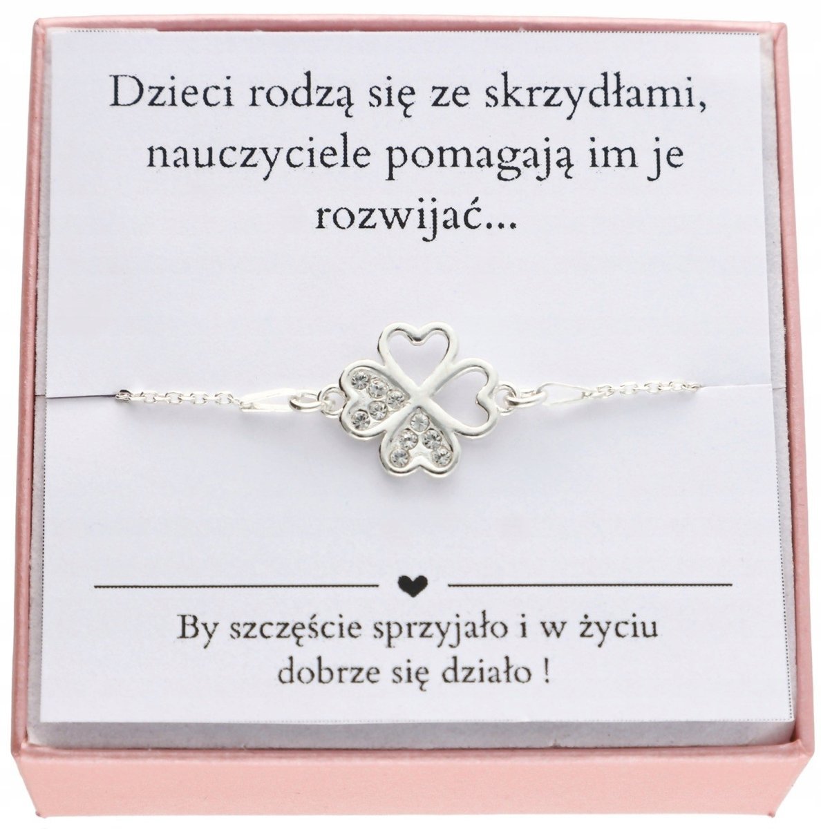 Bransoletka na DZIEŃ NAUCZYCIELA KONICZYNKA NA SZCZĘŚCIE SENTENCJA SREBRO