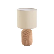 Noże stołowe - Ceglasto-kremowa lampa stołowa z tekstylnym kloszem (wysokość 39 cm) – Casa Selección - miniaturka - grafika 1