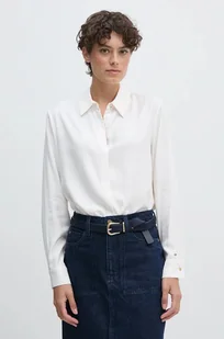 Tommy Hilfiger koszula damska kolor beżowy relaxed z kołnierzykiem klasycznym WW0WW43575 - Koszule damskie - miniaturka - grafika 1