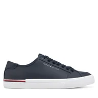 Sneakersy męskie - Sneakersy Tommy Hilfiger Core Corporate Vulc Leather FM0FM05399 Granatowy - miniaturka - grafika 1