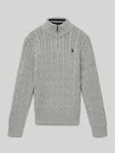 Swetry dla chłopców - Sweter z dzianiny ze stójką i zamkiem błyskawicznym - miniaturka - grafika 1