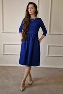Sukienki - Elegancka sukienka midi Liwia Granatowa - miniaturka - grafika 1