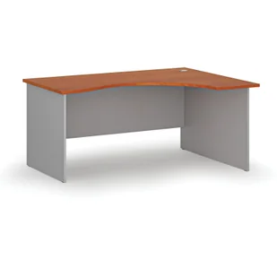 Biurko narożne PRIMO GRAY, 1600 x 1200 mm, prawe, szary/czereśnia - Biurka - miniaturka - grafika 1