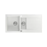 Zlewozmywaki - QUADRON Zlewozmywak EVAN 156 biały, elementy stalowe, k.pneum. HQE510050U1_BS_P2O0 - miniaturka - grafika 1