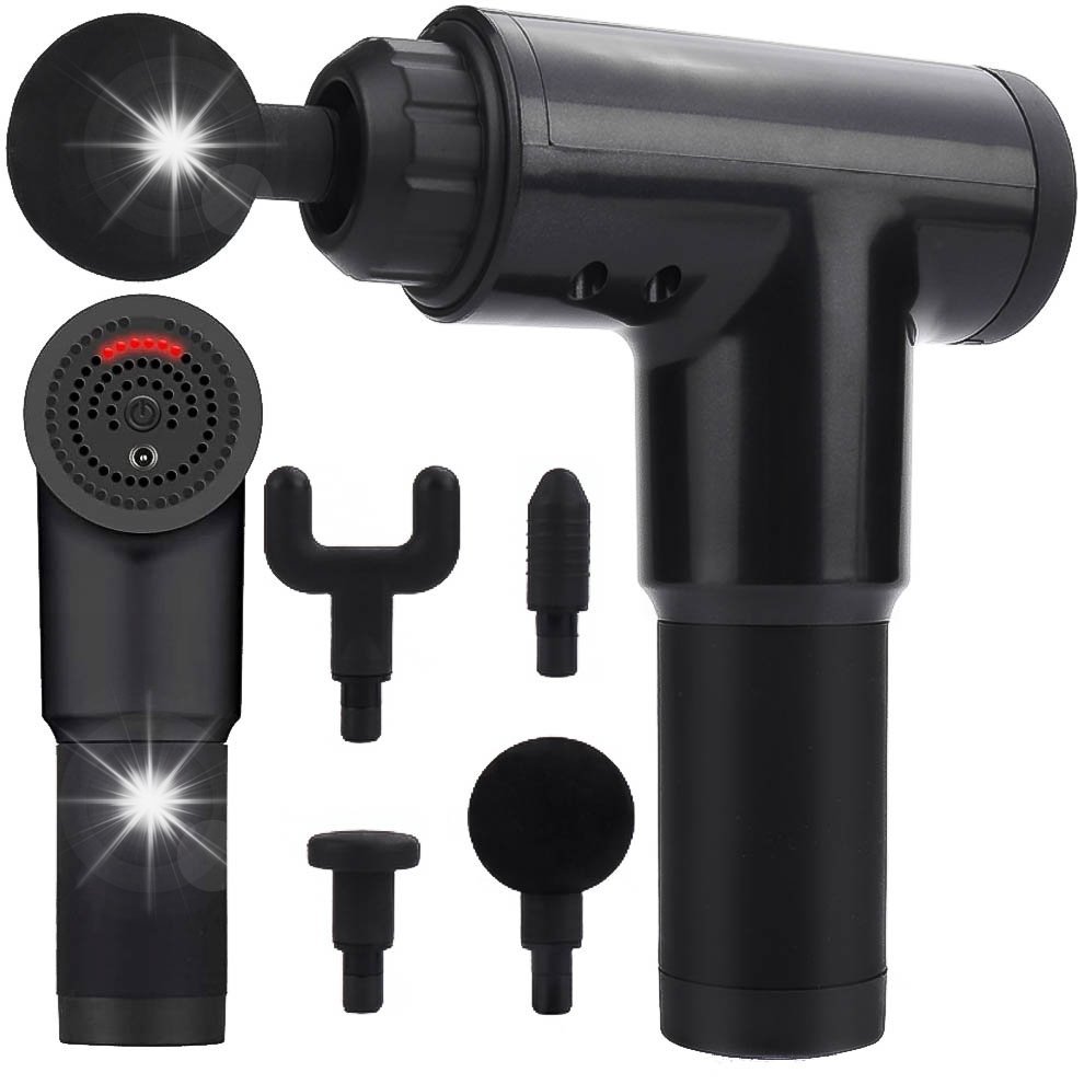 PISTOLET DO MASAŻU BEZPRZEWDOWOY MASAŻER PLECÓW CIAŁA WIBRACYJNY + KOŃCÓWKI