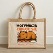 Torby i wózki na zakupy - Motywacja ładuje się - proszę czekać - kapibara - Torba z juty na prezent - miniaturka - grafika 1
