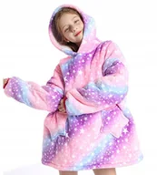 Moda i Uroda OUTLET - Cieplutki Koc Bluza Z Rękawami I Kapturem Fioletowa Bez Marki - miniaturka - grafika 1