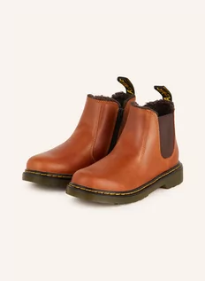 Botki damskie - Dr. Martens Botki Chelsea 2976 Leonore Ze Sztucznym Futrem braun - grafika 1