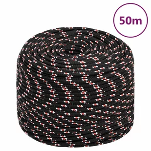 vidaXL Linka żeglarska, czarna, 6 mm, 50 m, polipropylen - Pasmanteria - miniaturka - grafika 1