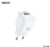 Ładowarki do telefonów - Ładowarka Sieciowa REMAX BATT SERIES PD QC 33W RP-U26 1xUSB + 1xUSB-C biała - miniaturka - grafika 1