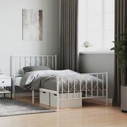 Łóżka - Metalowa rama łóżka z wezgłowiem i zanóżkiem, biała, 100x200 cm Lumarko! - miniaturka - grafika 1