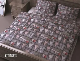 Extrapościel Poszwa bawełniana 160x200 617E Serca Szara różowe bez poszewek - Pościel - miniaturka - grafika 1