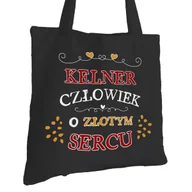 Torby i wózki na zakupy - Torba Bawełniana dla Kelnera Czarna Na Prezent Ekologiczna Trwały Nadruk - miniaturka - grafika 1