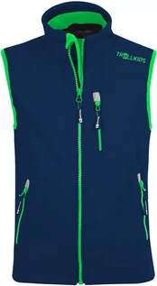 Kurtki i kamizelki sportowe męskie - TROLLKIDS Trollfjord Vest Kids, niebieski 116 2022 Kamizelki softshell - grafika 1