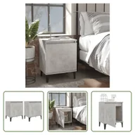 Szafki nocne - The Living Store Szafka nocna z metalowymi nogami betonowa szara 40x30x50 cm - miniaturka - grafika 1