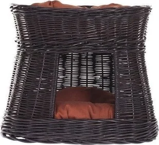 WickerPL CARI BUDA DLA KOTA LEŻAK DLA ZWIERZĄT DOMEK DLA KOTA Z WIKLINY PIĘTROWY Z PODUSZKAMI 50X40 H45 CM - Legowiska dla kotów - miniaturka - grafika 1