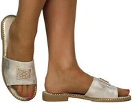 Klapki i japonki damskie - Klapki Komfortowe S.Barski KV51-089 LT.Gold - S.BARSKI - miniaturka - grafika 1