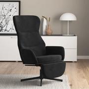 Fotele - Lumarko Fotel wypoczynkowy z podnóżkiem, czarny, obity aksamitem! - miniaturka - grafika 1
