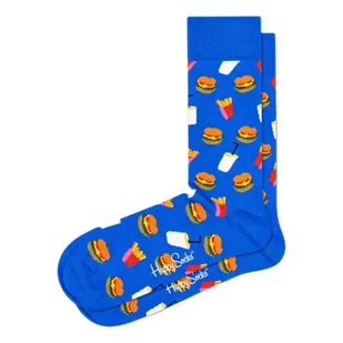 Happy Socks Hamburger, kolorowe i zabawne, Skarpety dla kobiet i mężczyzn, Niebieski (41-46) - Skarpetki męskie - miniaturka - grafika 1