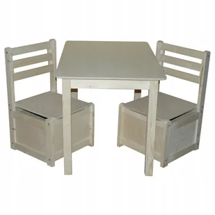 STOLIK 2 KRZESEŁKA ZE SCHOWKIEM NATURALNE STARSZAK - Zestawy mebli dla dzieci - miniaturka - grafika 1