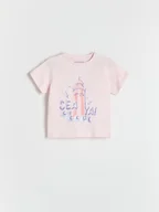 Bluzki dla niemowląt - Reserved - T-shirt z wypukłym nadrukiem - pastelowy róż - miniaturka - grafika 1