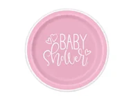 Dekoracje i nakrycia stołu na imprezę - Talerzyki na baby shower różowe - 23 cm - 8 szt. - miniaturka - grafika 1