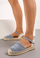 Espadryle damskie - Niebieskie Espadryle na Grubej Podeszwie z Plecionką i Sprzączką Anadila - miniaturka - grafika 1